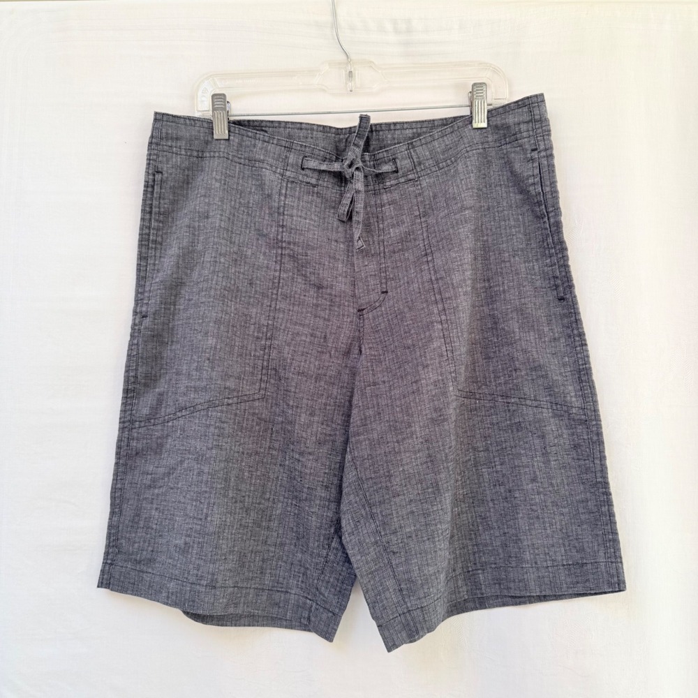 prAna Sutra Shorts Mens Medium Gray Hemp Blend Drawstring Athletic Outdoor